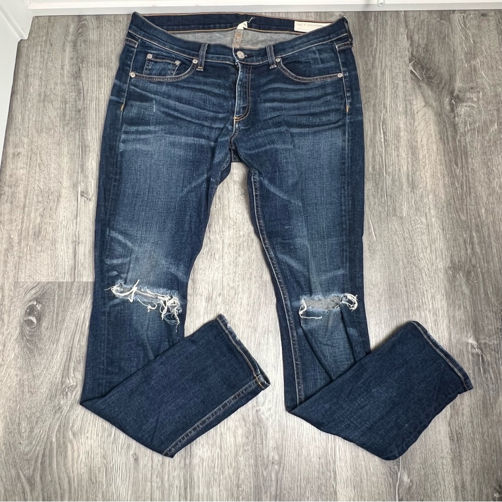 Rag and Bone Skinny Distressed Blue Jeans